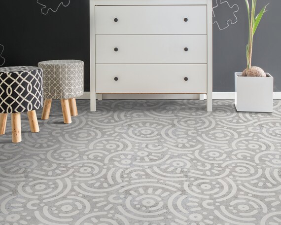 Cement With Geometric Shape Vinyl Flooring Gray Kitchen Israel Cement With Geometric Shape Vinyl, Gray Linoleum Flooring Rolls