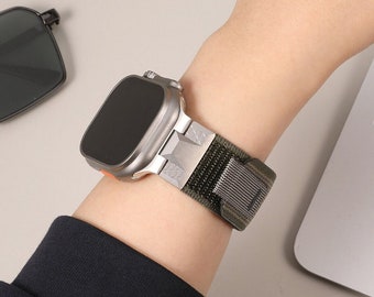 Bracelet en nylon pour montre Appe Ultra 2/Ultra 49 mm 45 mm 44 mm 42 mm pour homme et femme avec bracelet iWatch en acier inoxydable robuste et durable pour homme