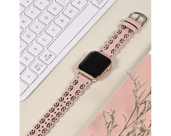Bracelet de montre disponible pour Apple Watch 38mm / 40mm et 42mm / 44mm Bracelet en faux cuir Chic Pattern Leather Band pour Apple Watch 7 SE 6 5 4 3 2 1