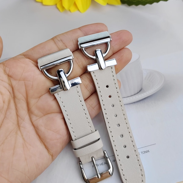 Lederarmband Fitbit Versa 2 für Frauen, schmales Lederarmband mit D-Form Metallschnalle für Fitbit Versa / Versa 2 / Versa Lite / Versa SE Uhr