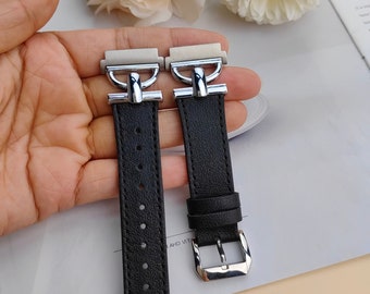 Leather Band for Samsung Galaxy Watch 6/5/Watch 4 40mm 44mm/Watch 5 Pro 45mm , 20mm Watch Band with D-Shape Buckle for Galaxy Active 2 40mm