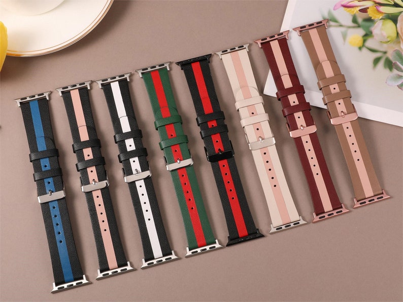 Luxury Leather Strap for Apple Watch Band, 49mm 45mm 41mm 40mm 42mm 44mm 38mm for Women Men Apple Watch Strap Ultra Series 9 8 7 6 5 4 3 2 zdjęcie 3