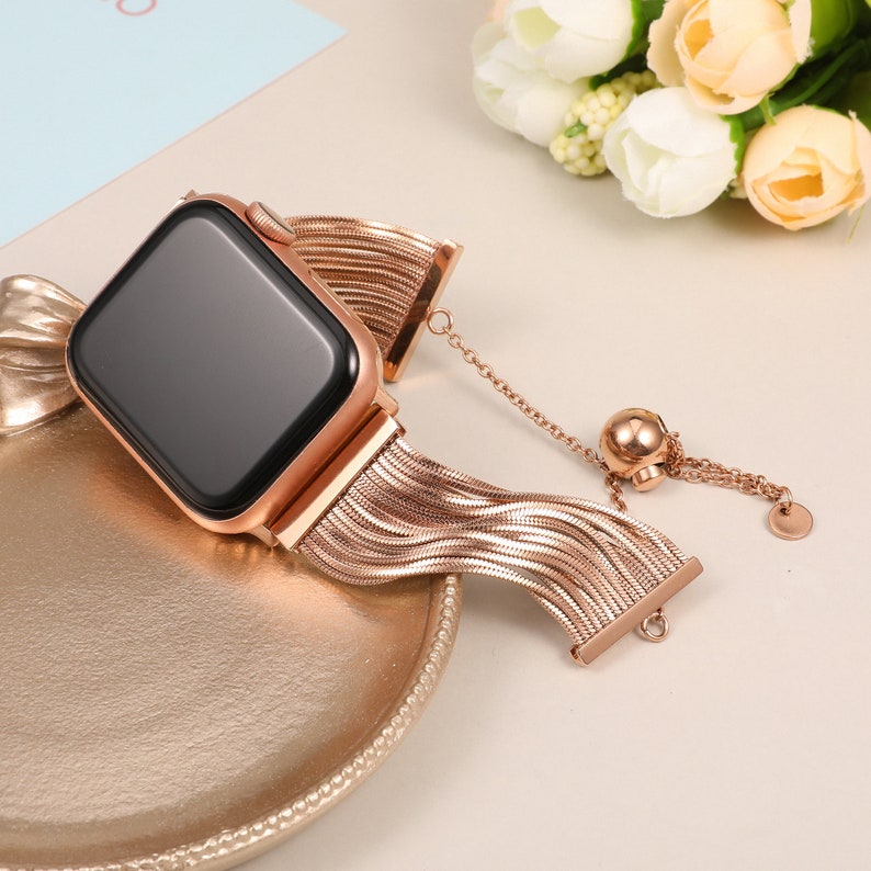 Tassel Band for Apple Watch Bands 38mm 40mm 41mm 42mm 44mm 45mm 49mm Women, Dressy Chain Bracelet for iWatch Ultra SE Series 9 8 7 6 5 4 3 zdjęcie 3