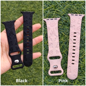 Disney Castle Theme Park Handmade Engraved Silicone Strap Apple Watch Band 38mm 40mm 41mm 42mm 44mm 45mm 49mm Ultra for iWatch Series 9 8-1 imagem 7