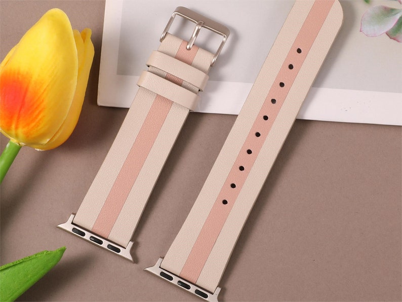 Bracelet en cuir de luxe pour Apple Watch, 49 mm 45 mm 41 mm 40 mm 42 mm 44 mm 38 mm pour femme homme Bracelet pour Apple Watch série Ultra 9 8 7 6 5 4 3 2 Starlight Pink