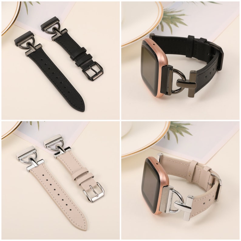 Leather Band Fitbit Versa 2 Bands for Women Slim Leather Etsy