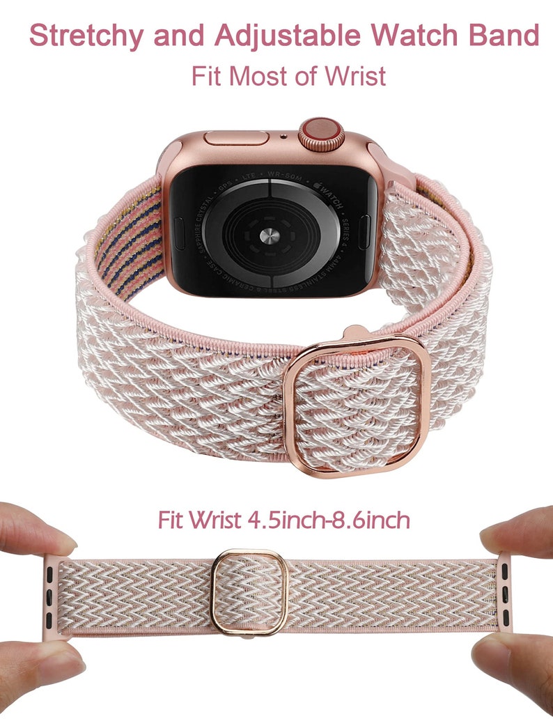 2 packs Elastic Apple Watch Bands 41/38/40/45/42/44/49mm Women, Adjustable Stretchy Solo Loop Strap for iWatch Series SE 8 7 6 5 4 3 2 1 zdjęcie 4