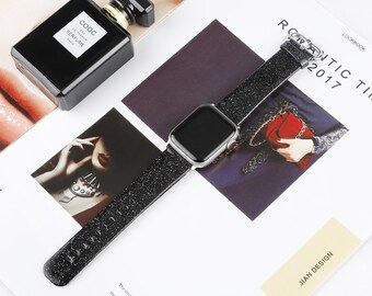 Bracelet en cuir pour Apple Watch 38 mm 40 mm 41 mm 42 mm 44 mm 45 mm Bracelet en cuir brillant pour iWatch Series 7 SE 6 5 4 3 2 1