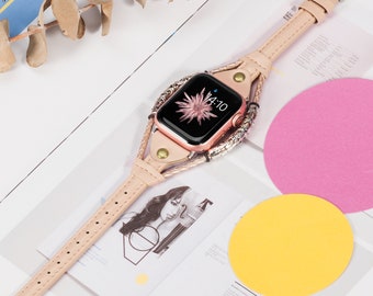 Bracelet en cuir vintage pour Apple Watch Band 38mm/40mm/41mm Femmes vintage Bracelet en corde fait à la main pour iwatch Series 9 87 SE 6 5 4 3 2