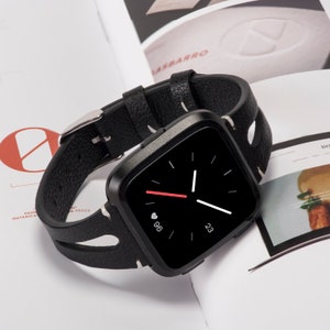 Leder Uhrenband für Fitbit Versa Slim Superior Leder Uhrenarmband für Fitbit Versa 2 Damen atmungsaktive Armbänder Ersatz Zubehör Bild 6