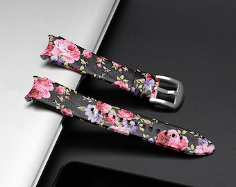 20mm Printed Leather Watch Band for Samsung Galaxy Watch 4 40mm/44mm Soft Leather Watch Strap for Samsung Galaxy Watch 4 Classic 42mm/46mm