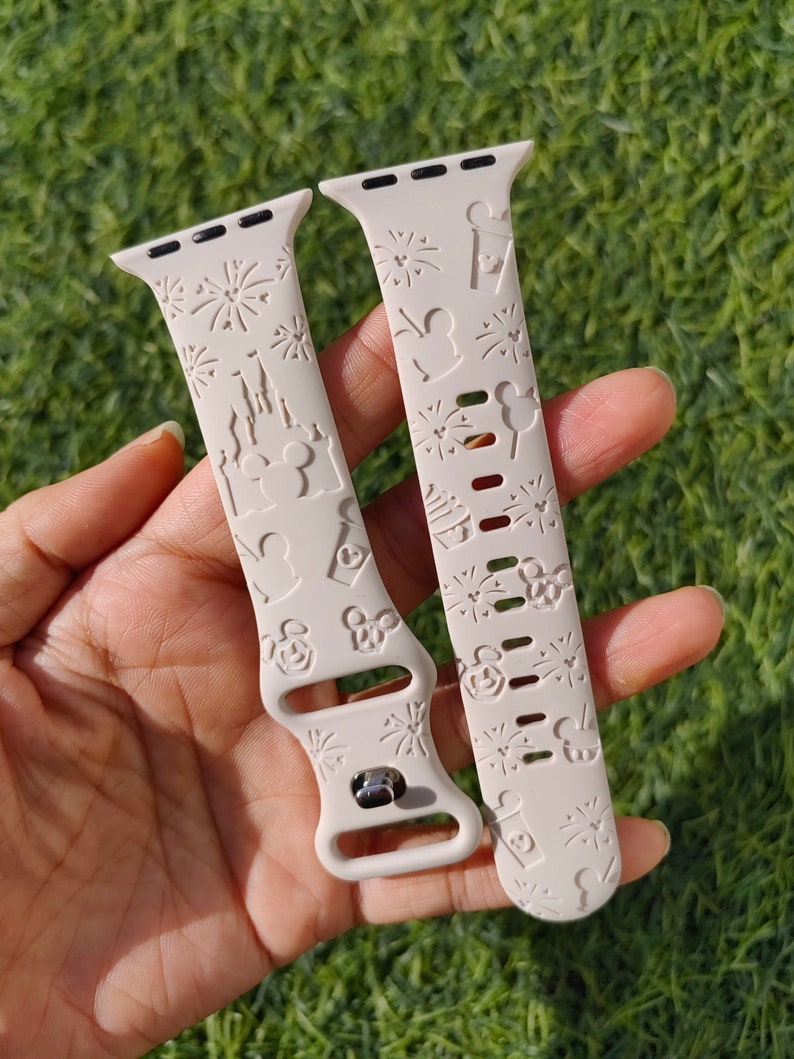 Silicone engraved apple watch band disney castle