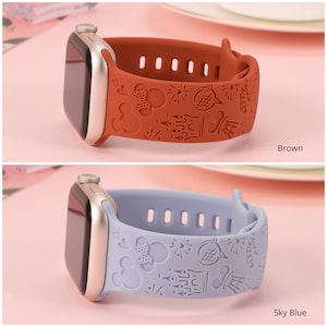 Disney Castle Theme Park Apple Watch Band 38mm 40mm 41mm 42mm 44mm 45mm49 Women Mickey Snack Engraved Silicone Strap for iWatch Series 9/8-1 image 9