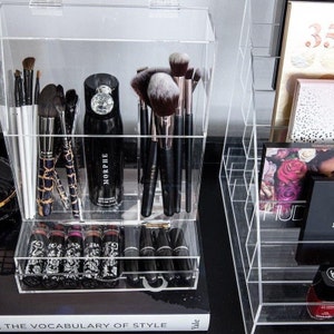 VC XL Brush Holder With Lid Acrylic Makeup Storage Organiser 