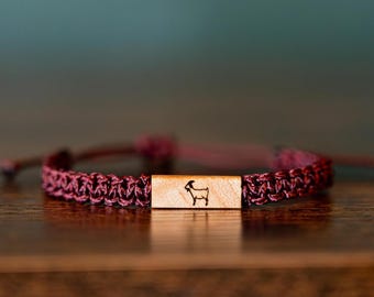 Goat Bracelet: Reclaimed Wood Adjustable Macrame Jewelry