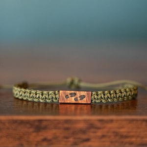 Hiking Boot Bracelet: Personalizable Reclaimed Wood, Adjustable Macrame, Backpacker Jewelry, Various Colors