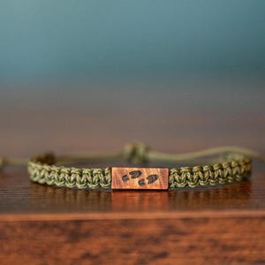 Hiking Boot Bracelet: Personalizable Reclaimed Wood, Adjustable Macrame, Backpacker Jewelry, Various Colors
