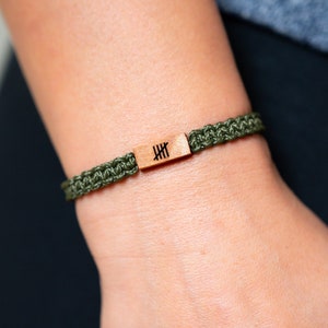 5th Anniversary Wood Bracelet | Personalizable Adjustable Macramé | 5 Year Wedding Gift His/Hers | Custom Wood Burned Date/Initial/Name/Word