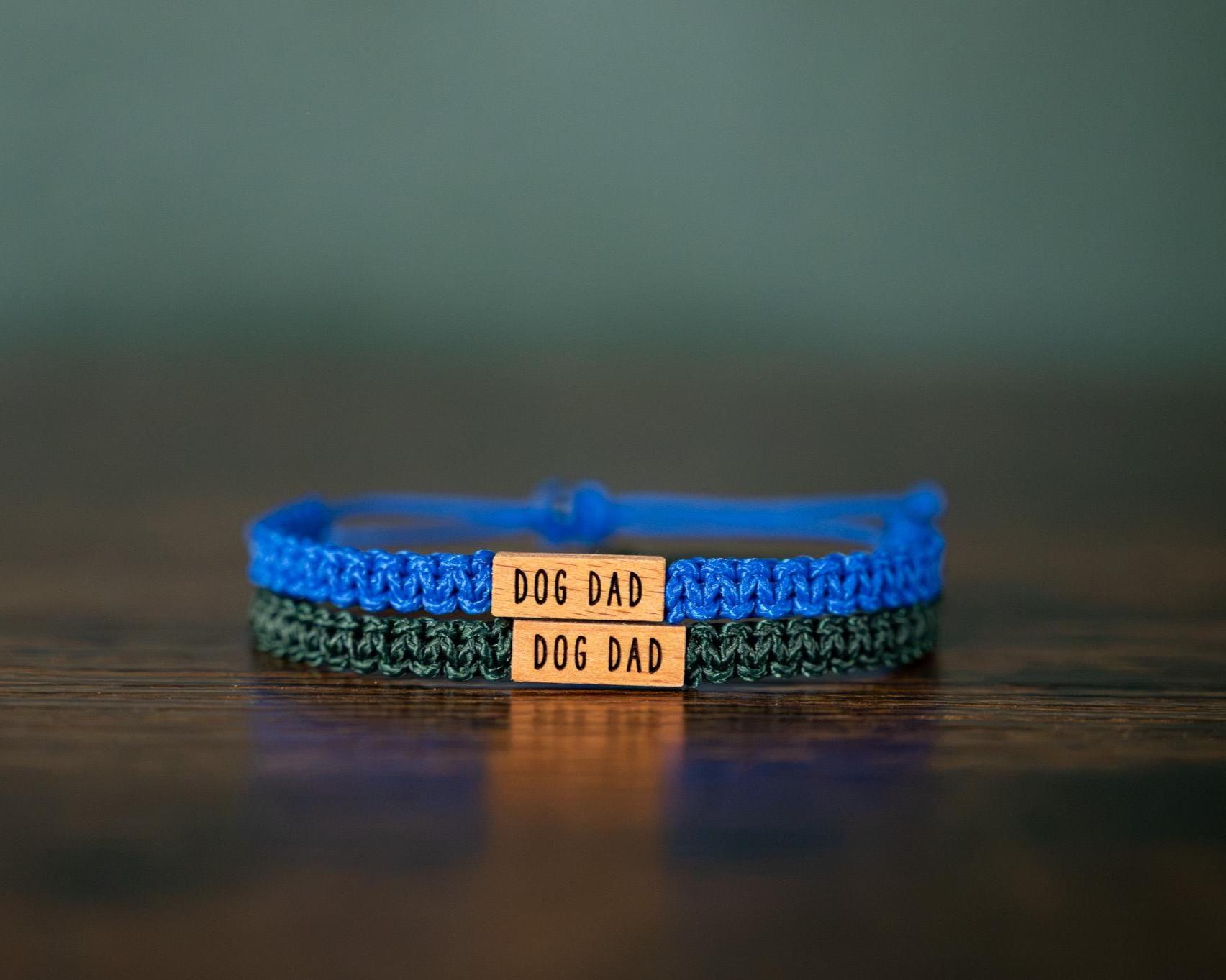 DOG DAD Bracelet: Personalized Reclaimed Wood, Pet Lover Gift, Adjustable Dad Jewelry, Various Colors