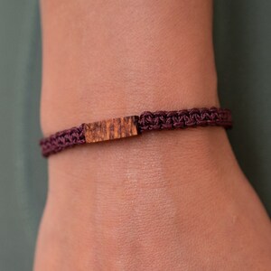 Reclaimed Wood Adjustable Bracelet California Redwood & Maple Wood Macrame Hand-Braided Paracord Men's Women's Gender Neutral Jewelry image 5