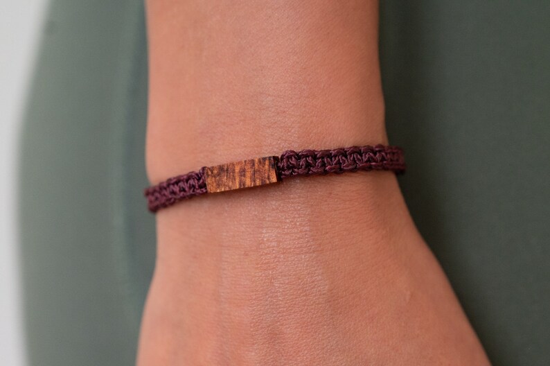 Reclaimed Wood Adjustable Bracelet California Redwood & Maple Wood Macrame Hand-Braided Paracord Men's Women's Gender Neutral Jewelry image 5