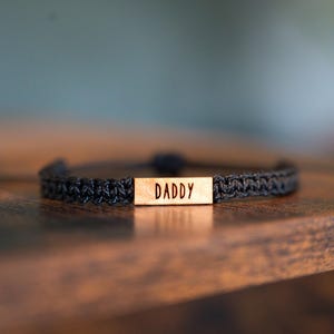 Dad Bracelet: Personalizable Reclaimed Wood, Adjustable Macrame, Father's Day Jewelry, Various Colors