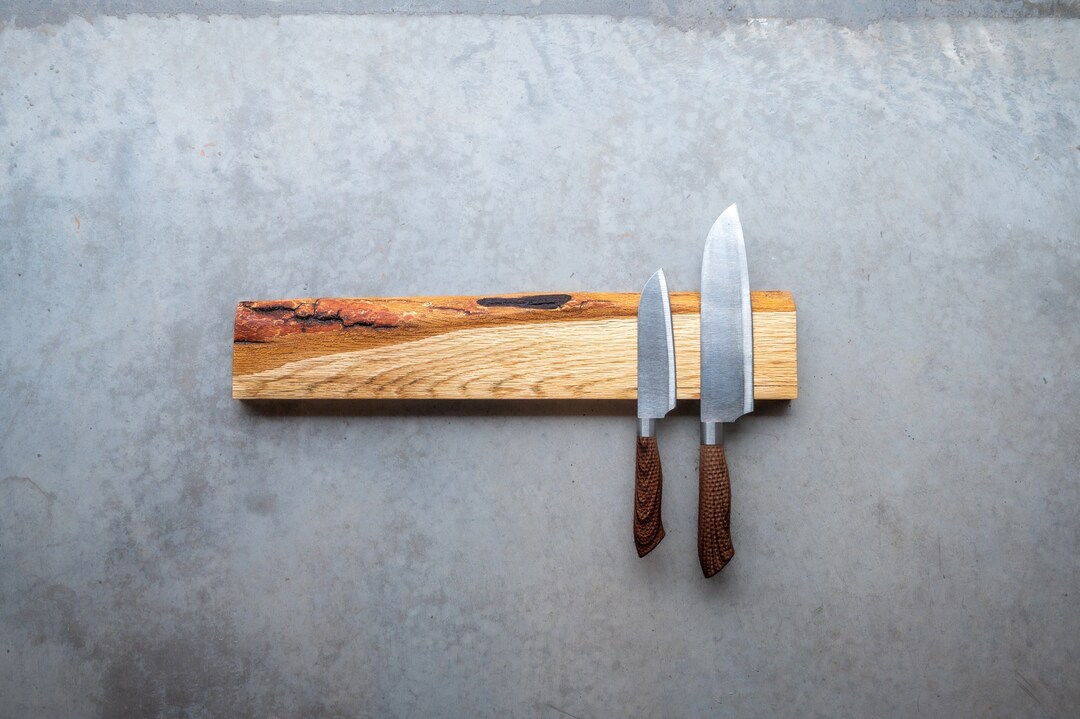Live Edge Knife Holder Wall Mount White Oak Wood Etsy