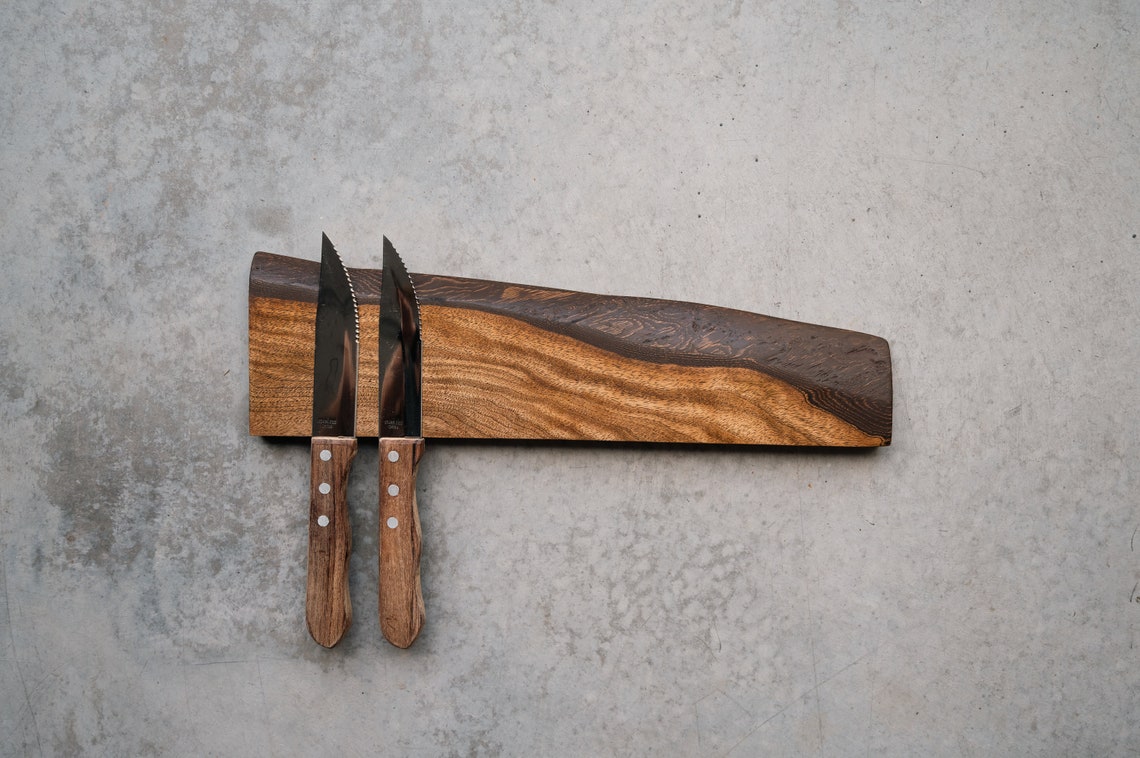 SABINE Live Edge Knife Holder Black Walnut Wood Etsy