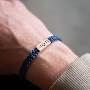 Bible Verse Bracelet: Personalizable Reclaimed Wood, Adjustable Macrame, Christian Scripture jewelry, Various Colors image 2