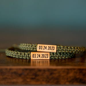 Couple Bracelet Set (2-Pack) | Custom Wood & Macramé | Personalized Gift | Various colors
