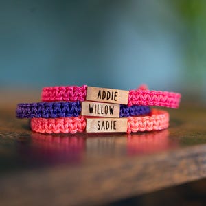 Children&#39;s Personalized Reclaimed Wood Macrame Bracelet | Toddler/Kid/Teen Gift | Adjustable Child-Safe Paracord Custom Hand-Burned Initial