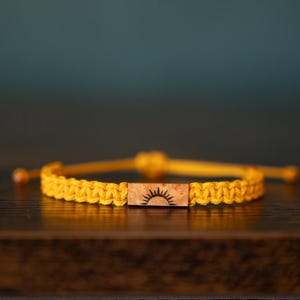Sunrise Sunset Bracelet: Personalizable Reclaimed Wood, Adjustable Macrame, Nature Jewelry, Various Colors