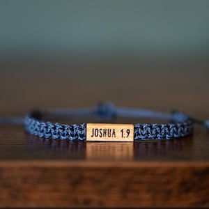 Bible Verse Bracelet: Personalizable Reclaimed Wood, Adjustable Macrame, Christian Scripture jewelry, Various Colors