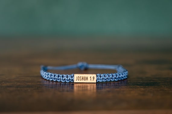 Bible Verse Bracelet: Personalizable Reclaimed Wood, Adjustable Macrame, Christian Scripture jewelry, Various Colors