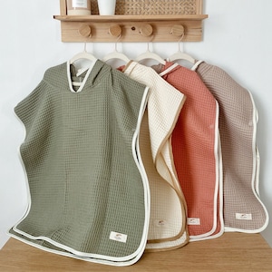 Waben-Badeponcho mit Kapuze, OEKO-TEX-Baumwolle, Waffelhandtuch für Kinder/Babys, Strandponcho, Frottee, Geschenkidee