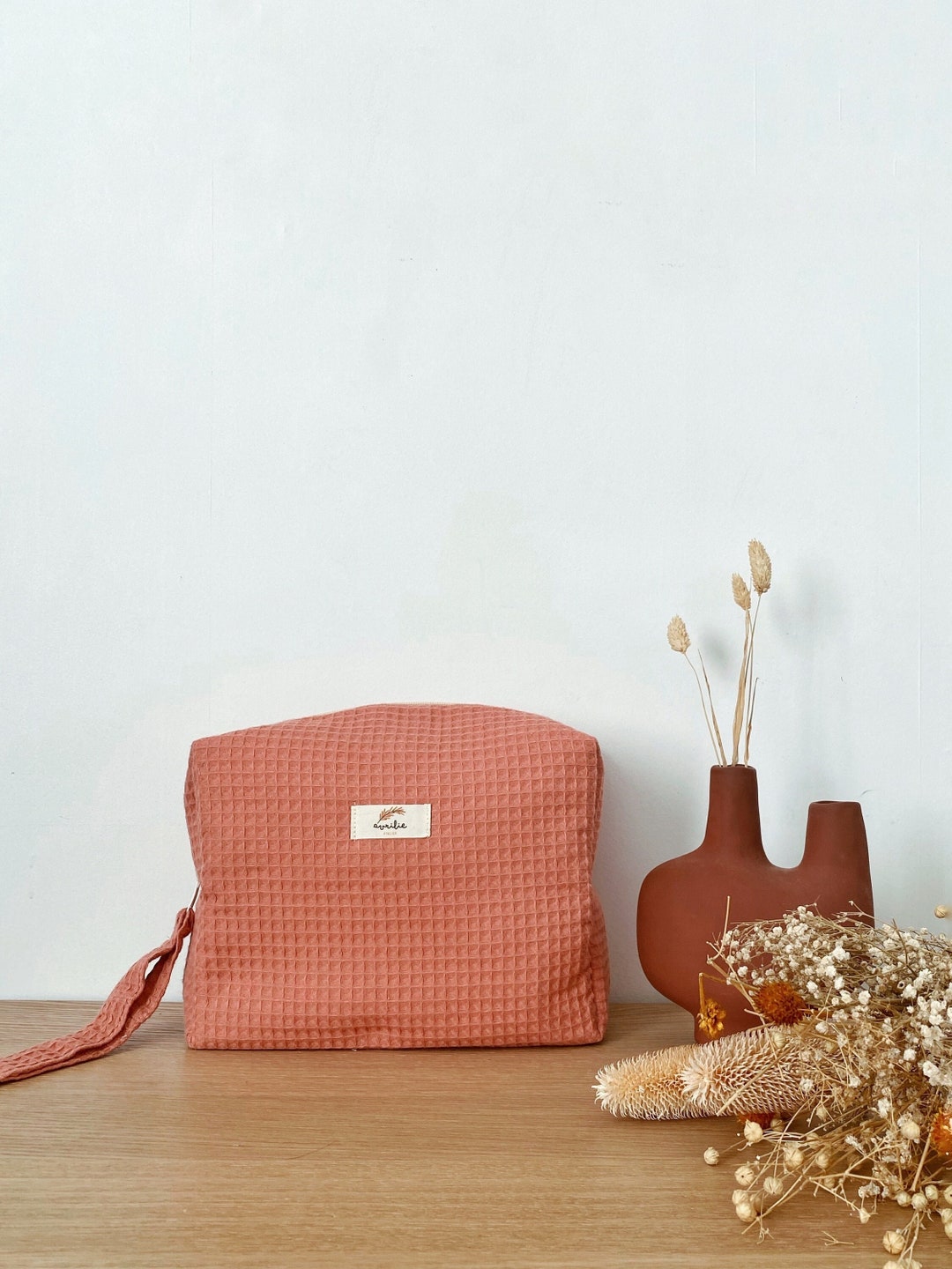 Customizable Waffle Cotton Toiletry Bag Cosmetics Pouch Etsy