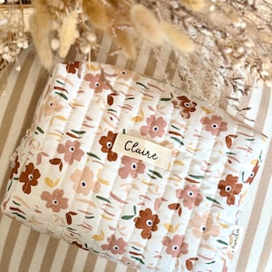 Grande trousse de toilette matelassée personnalisable, trousse de maquillage gaze de coton, Oeko-tex, Cadeau pour femme, Cadeau bébé