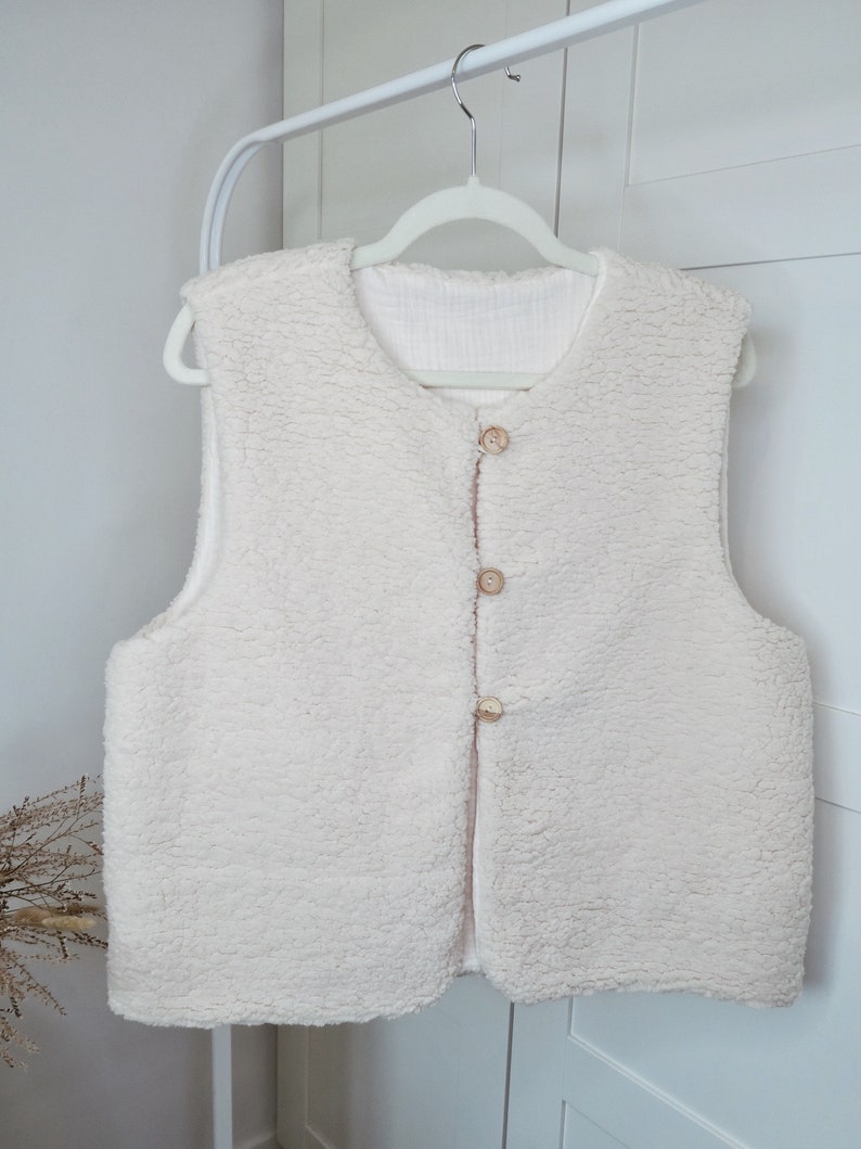 Gilet de berger réversible femme, Gilet sans manches tailles S-XXL, Veste sans manches sherpa, Fausse fourrure mouton, Idée cadeau image 7