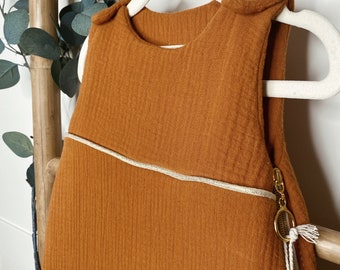 CARAMEL Cotton baby sleeping bag, 0/3 months, Newborn size, Birth gift, Baby shower gift idea