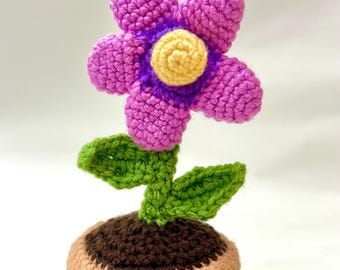 Potted Fidget Spinner Flower Crochet Pattern | Desk Toy Crochet Fidget Flower