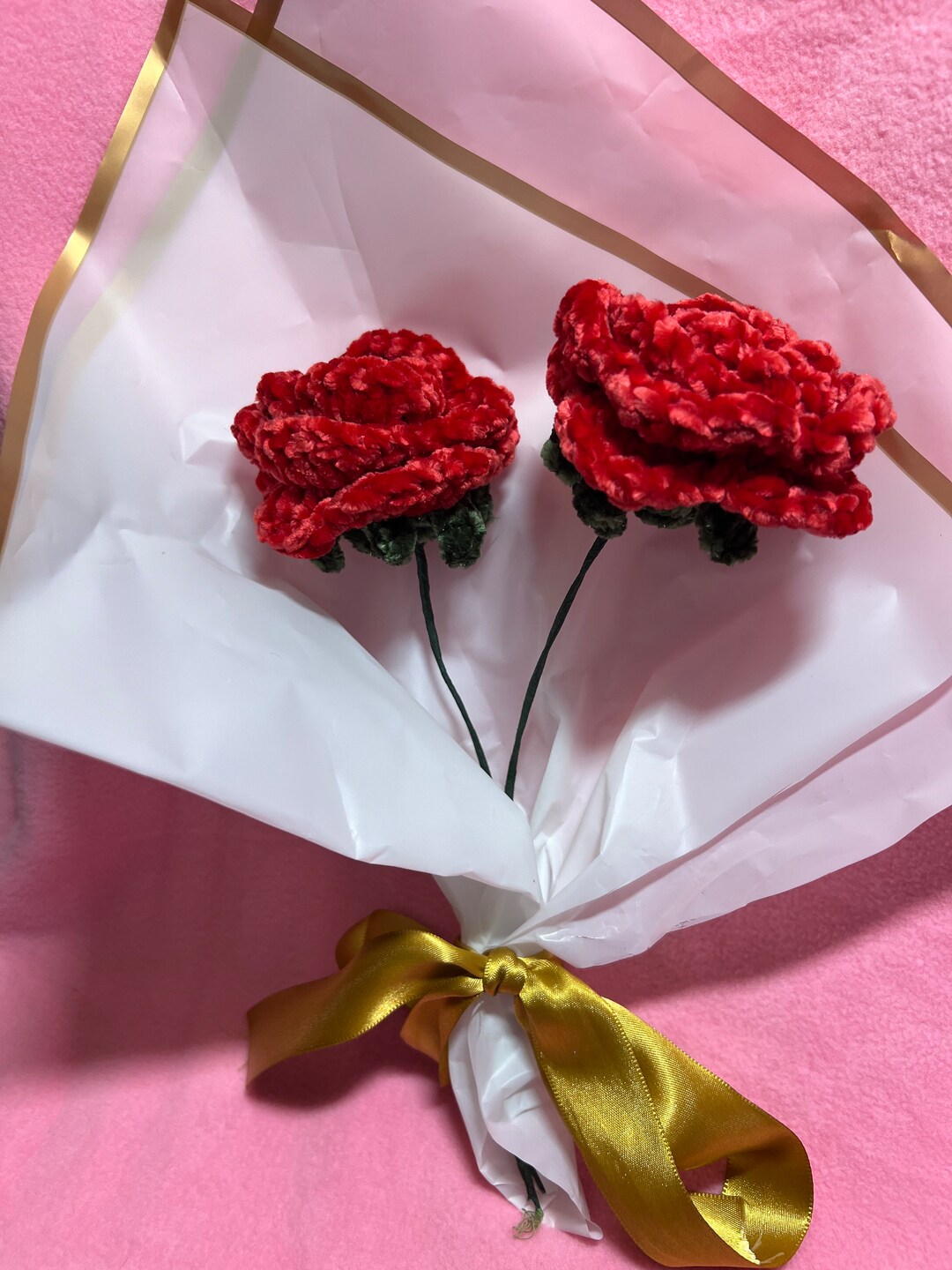 Crochet Roses Two Color Two Velvet Crochet Roses, Crochet Flower - Etsy