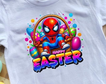 Camiseta de superhéroe de Pascua, camiseta de Spidey, Spiderman de Pascua, camiseta de Pascua para niños, Spiderman de Pascua, camisetas para niños, camisetas para niños, camiseta de Pascua para niños