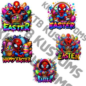 PNG Pasqua Super Hero Design, 5 Pack Pasqua DIGITAL Design, Download digitale, Pacchetto digitale, Pacchetto pasquale, Pasqua Spidey