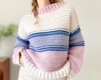 Crochet Pattern PDF / Easy Crochet Sweater Pattern, Women Chunky Crochet Pullover Sweater Pattern, Oversized Crochet  Cardigan Pattern