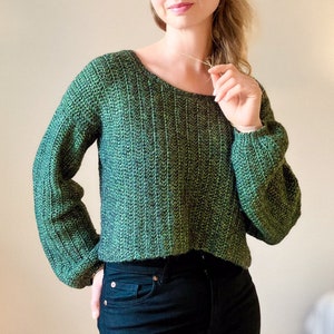 Crochet Pattern- Easy Crochet Sweater Pattern from Rectangle, Beginner Friendly Crochet Pullover Pattern, Crop Crochet Sweater PDF