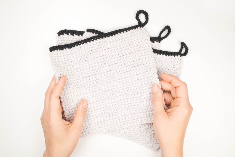 Easy Crochet Dishcloth Pattern PDF / Simple Crochet Washcloth, Granite Stitch, Griddle Stitch, Kitchen Crochet, Modern Kitchen Crochet image 2