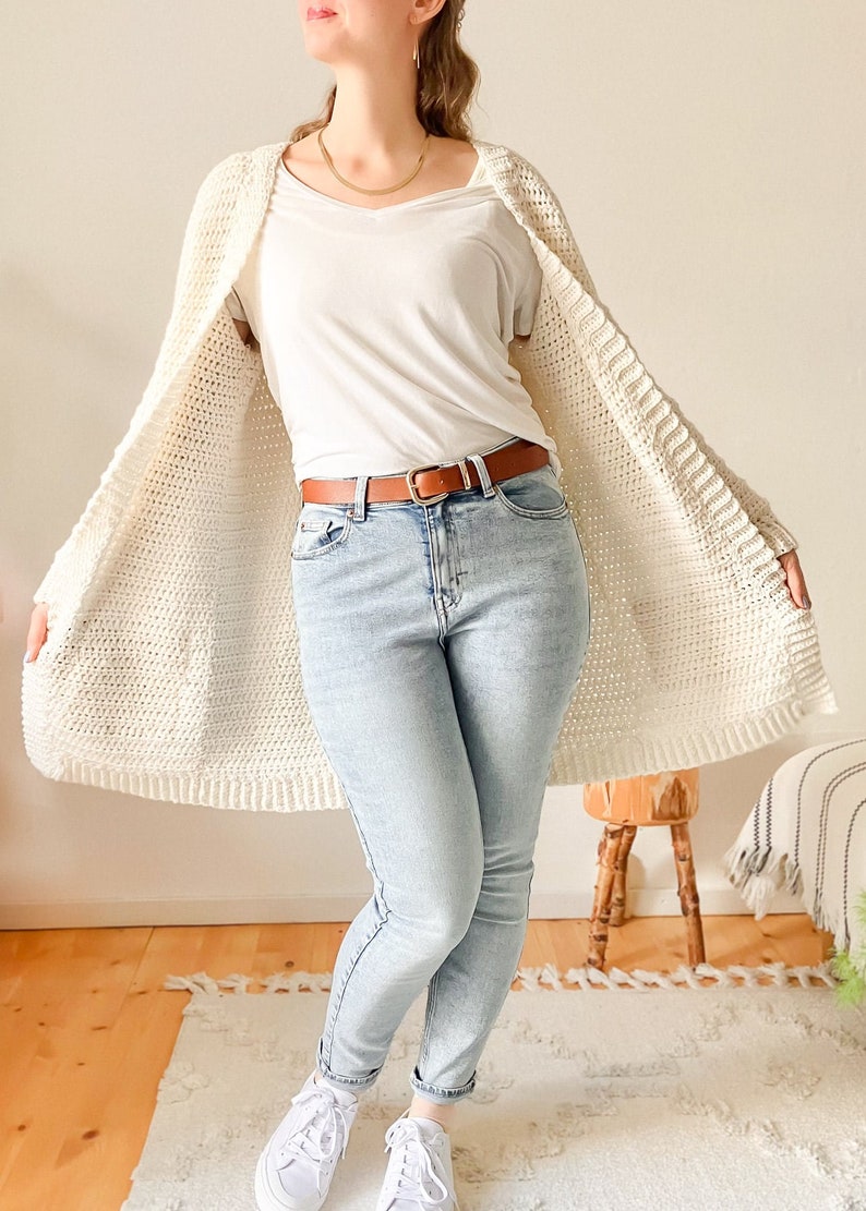 Crochet Pattern PDF / Easy Cardigan from Rectangles, Beginner Sweater, Crochet Cardigan with Pockets, Oversized Crochet Sweater Pattern image 7