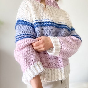 Crochet Pattern PDF / Easy Crochet Sweater Pattern, Women Chunky Crochet Pullover Sweater Pattern, Oversized Crochet Cardigan Pattern image 10