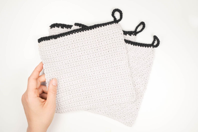Easy Crochet Dishcloth Pattern PDF / Simple Crochet Washcloth, Granite Stitch, Griddle Stitch, Kitchen Crochet, Modern Kitchen Crochet image 5