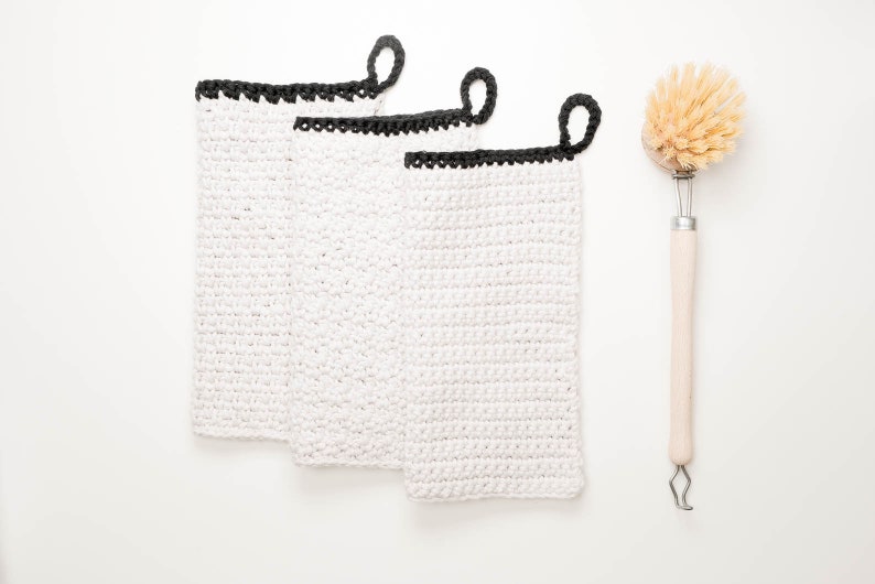 Easy Crochet Dishcloth Pattern PDF / Simple Crochet Washcloth, Granite Stitch, Griddle Stitch, Kitchen Crochet, Modern Kitchen Crochet image 1